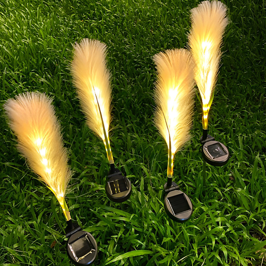 Hairy Reed LED Waterproof Solar Lawn Lamps (2PCS Set)
