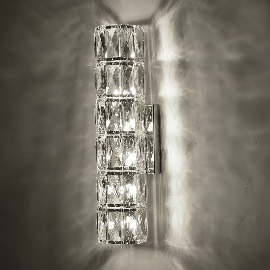 Cylindrical Crystal LED Wall Sconce with 3-Step Dimming