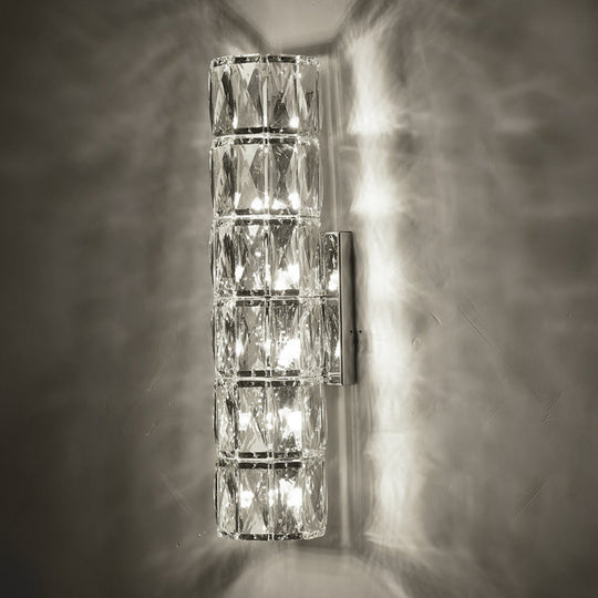 Cylindrical Crystal LED Wall Sconce with 3-Step Dimming