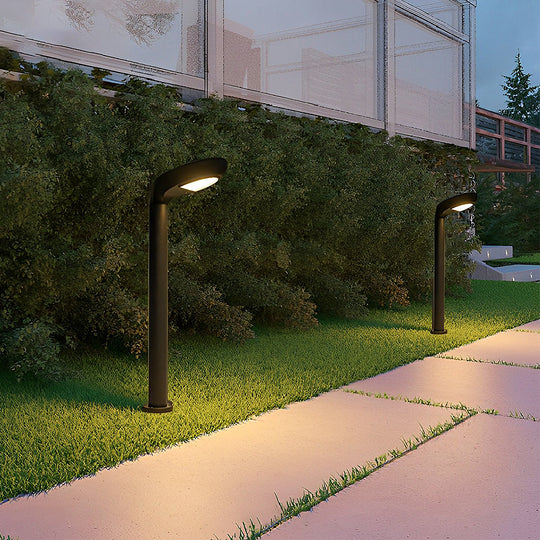 Minimalist Solar Powered Lawn Lights Sleek Aluminum Black Garden Lamp