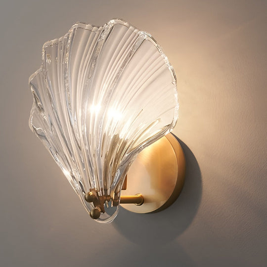 Creative Fan Shaped Glass LED Wall Sconce – 3 Step Dimming