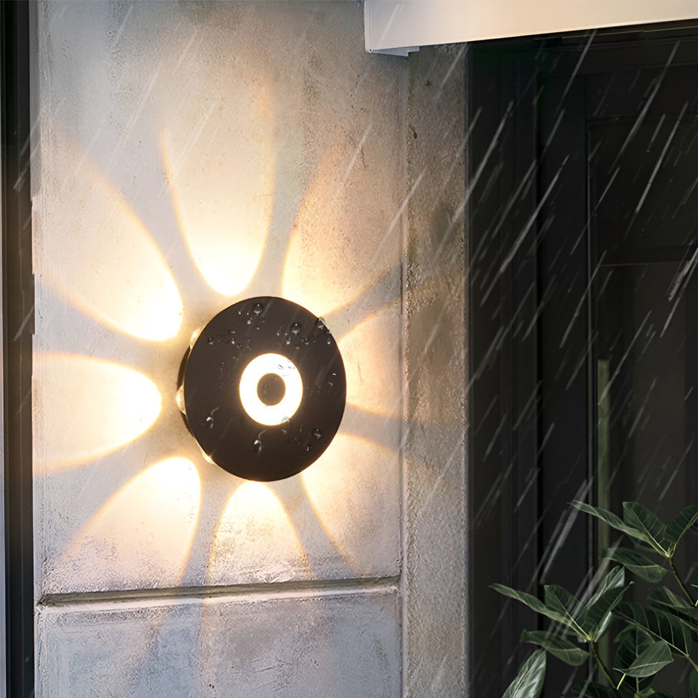 Round Waterproof LED Black Wall Washer Sconce Light