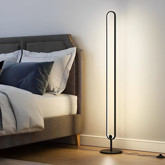 Modern Minimalist LED Oval Floor Lamp – 53" Standing Lamp with Sculptural Design, Warm White Light, Foot Switch Control