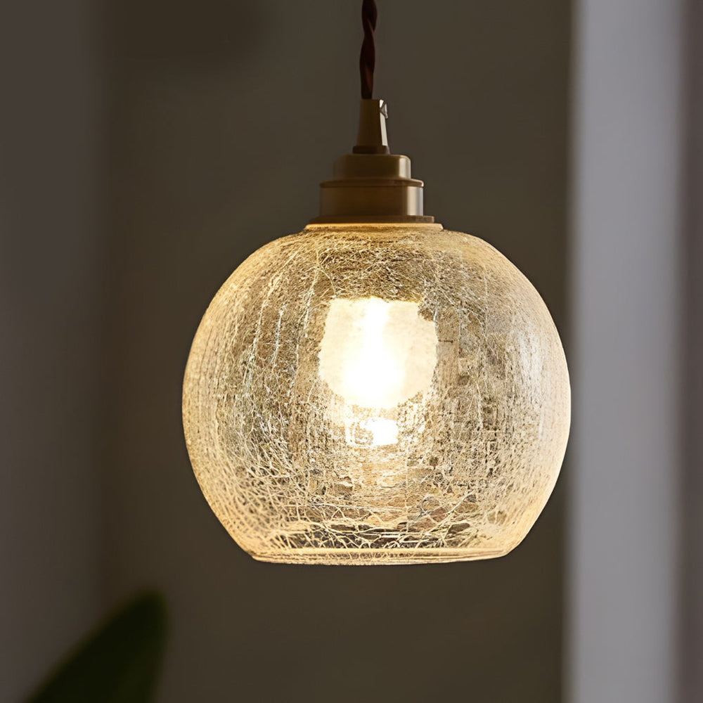 Spherical Glass Cracked Pattern LED Nordic Island Light Hanging Ceiling Lamp