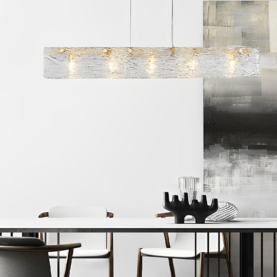 Minimalist Rectangular Glass LED Luxury Modern Dining Chandelier