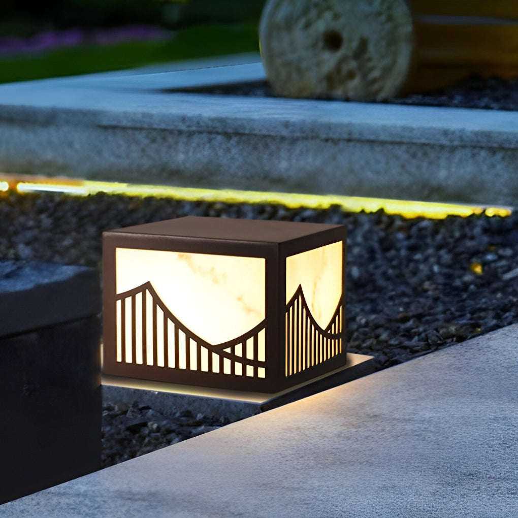 Solar LED Outdoor Post Lights with Mountain Design