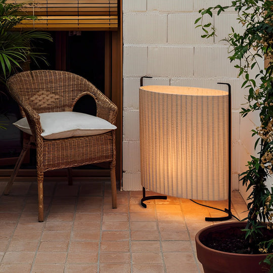 42" Modern Japanese-Style Fabric Outdoor Floor Lamp