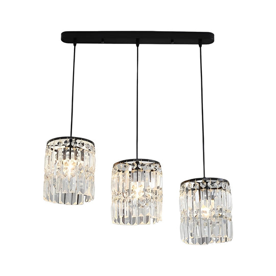 Cylindrical Crystal Shade Three Step Dimming Nordic Hanging Light