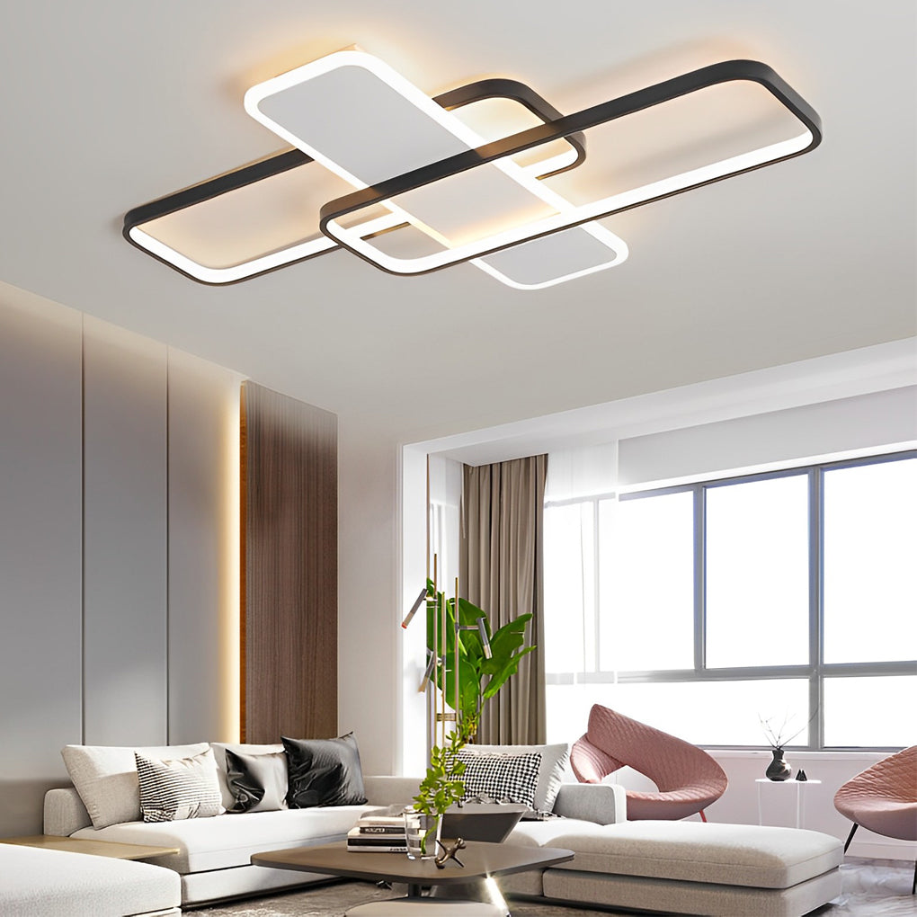 Square Overlapping Stepless Dimming LED Nordic Ceiling Light Chandelier