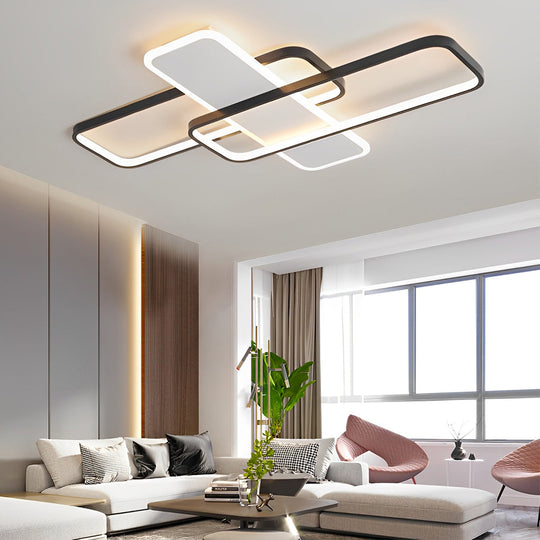 Square Overlapping Stepless Dimming LED Nordic Ceiling Light Chandelier
