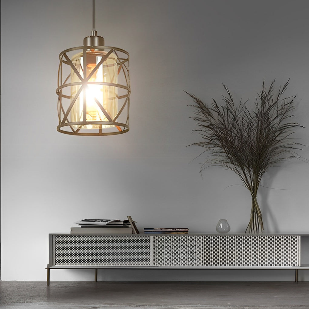 Creative Round Iron Glass Black Retro Industrial Style Pendant Light