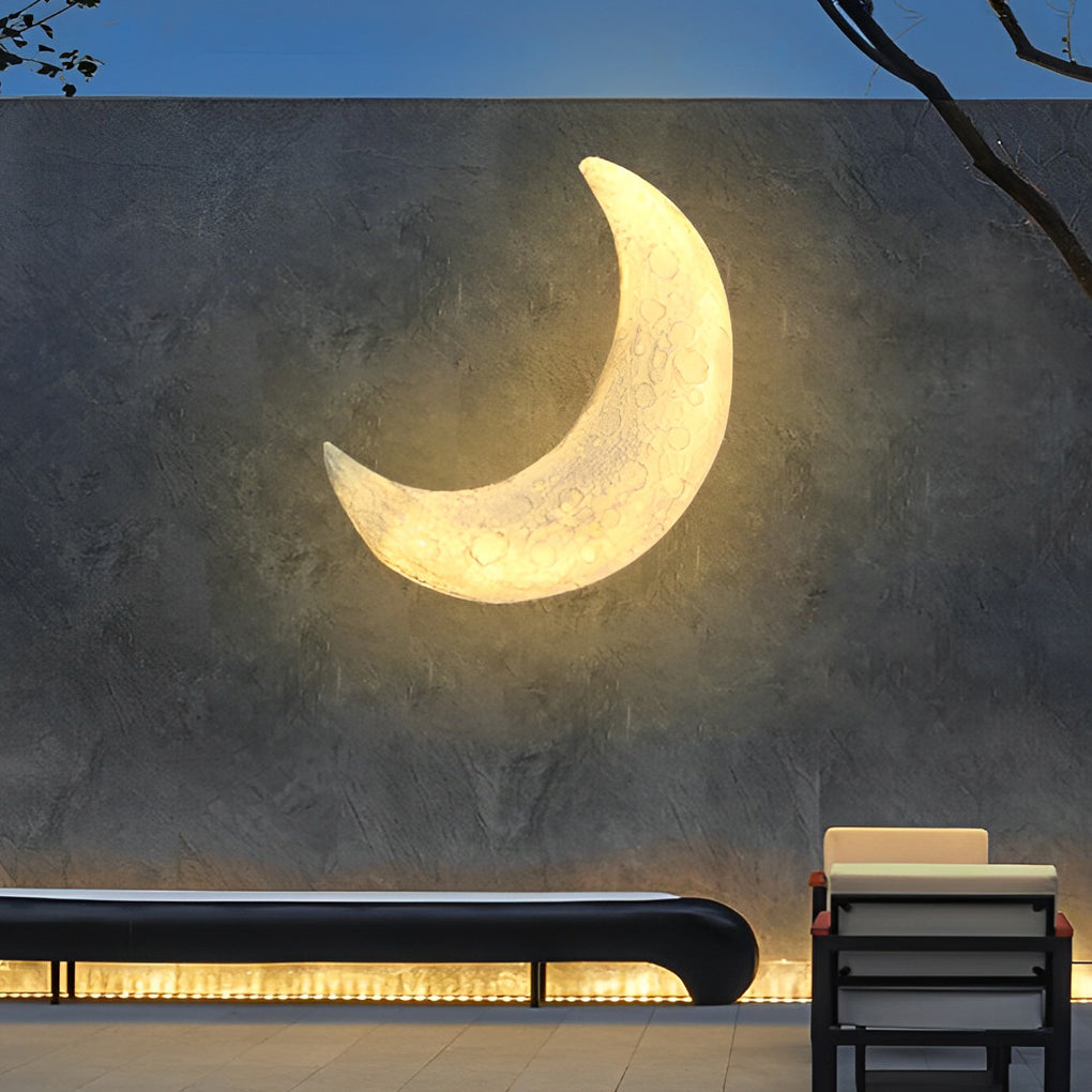 Creative Resin Moon Waterproof LED Modern Outdoor Wall Sconce