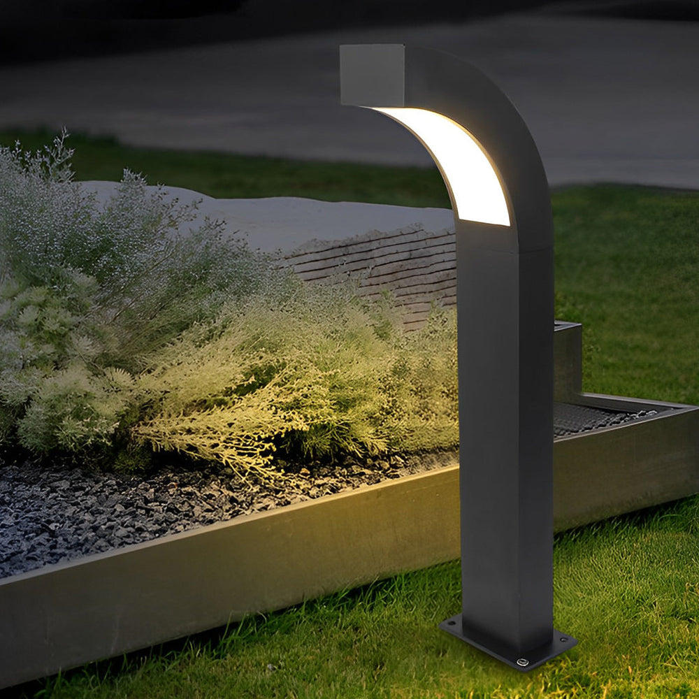 Curved LED Pathway Light Minimalist Black Waterproof Landscape Lamp