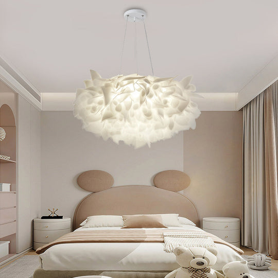 Flower Petals Three Step Dimming LED White Nordic Chandelier Light