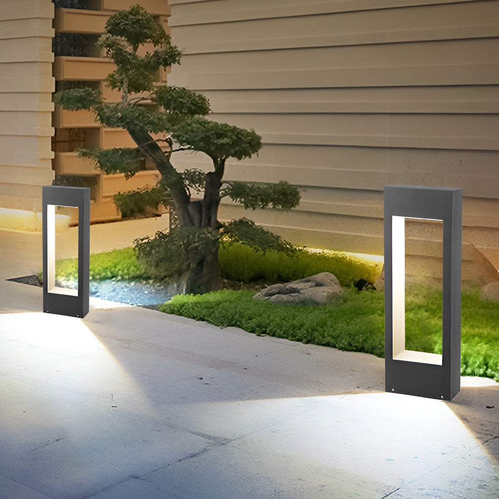 Rectangular Frame Slim LED Lawn Light Sleek and Durable Outdoor Illumination