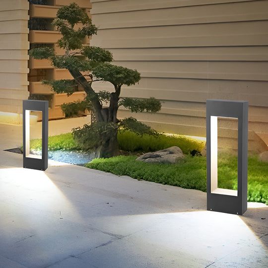 Rectangular Frame Slim LED Lawn Light Sleek and Durable Outdoor Illumination