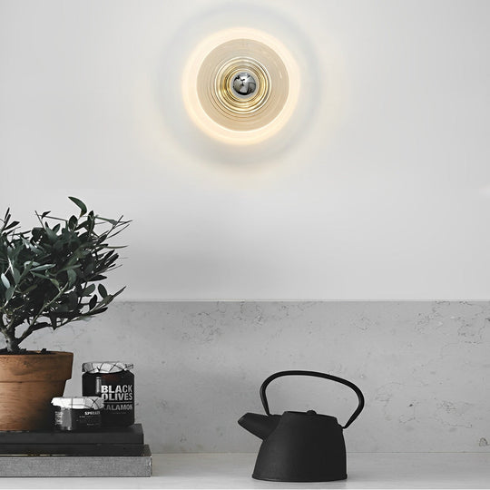 Round Stripes Glass Electroplated Iron Nordic Wall Lamp / Ceiling Light