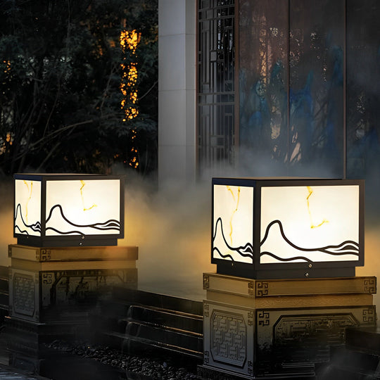 Waterproof LED Mountain Scenery Intelligent Solar Post Caps Lights