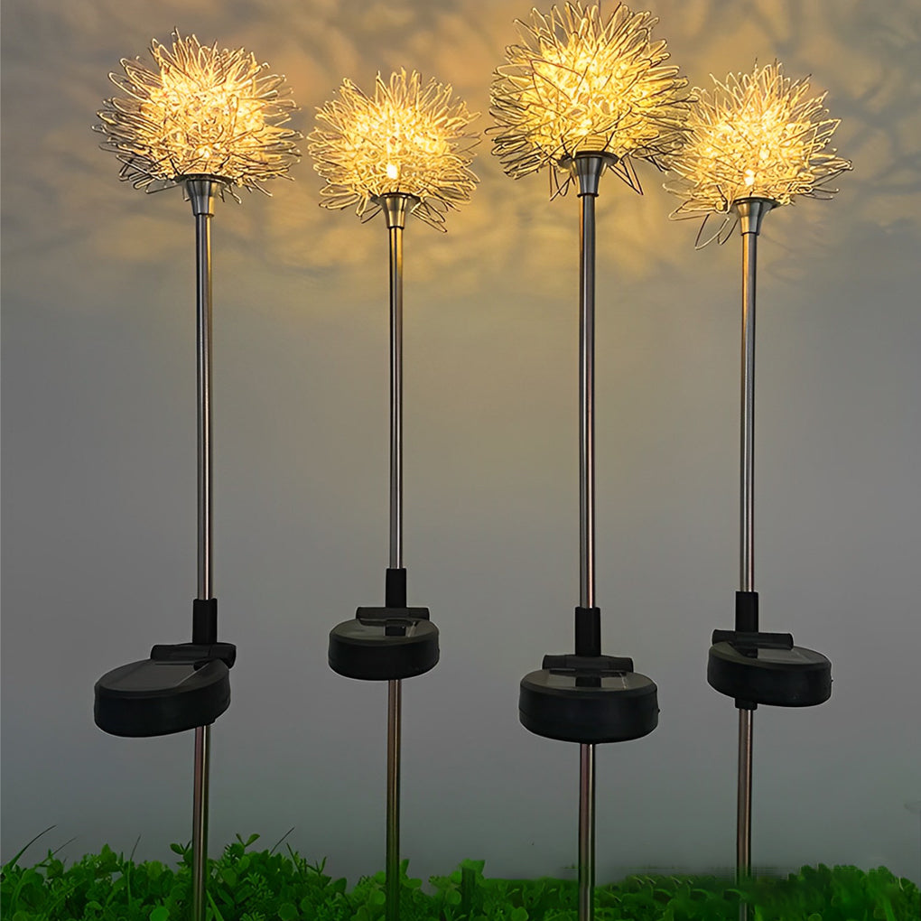 Elegant Aluminum LED Solar Dandelion Lights Dual Pack for Garden and Lawn