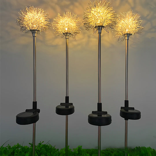 Elegant Aluminum LED Solar Dandelion Lights Dual Pack for Garden and Lawn