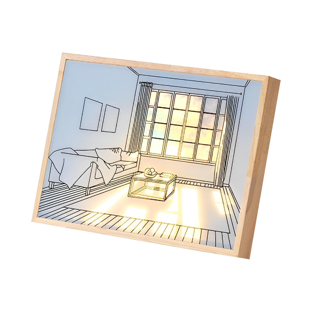 Wooden Frame Touch Control Dimmable LED Night Light