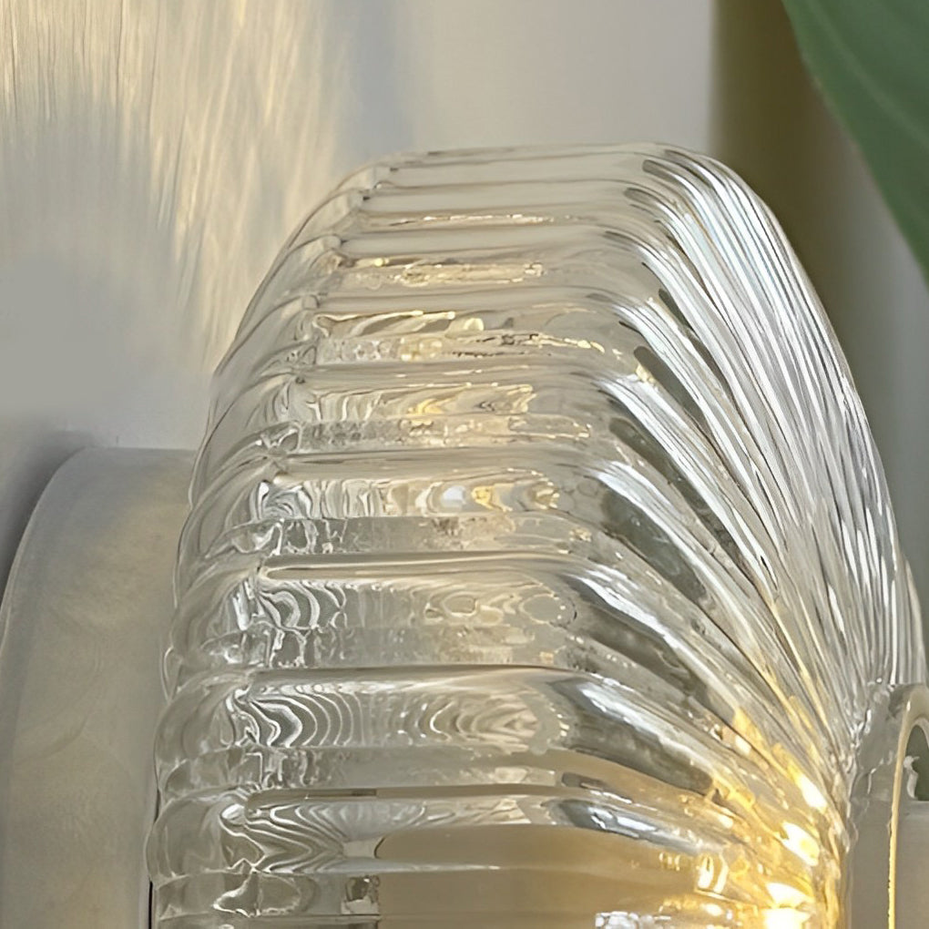 Round Cup Lid Transparent Glass Chromed Metal Wall Lamp