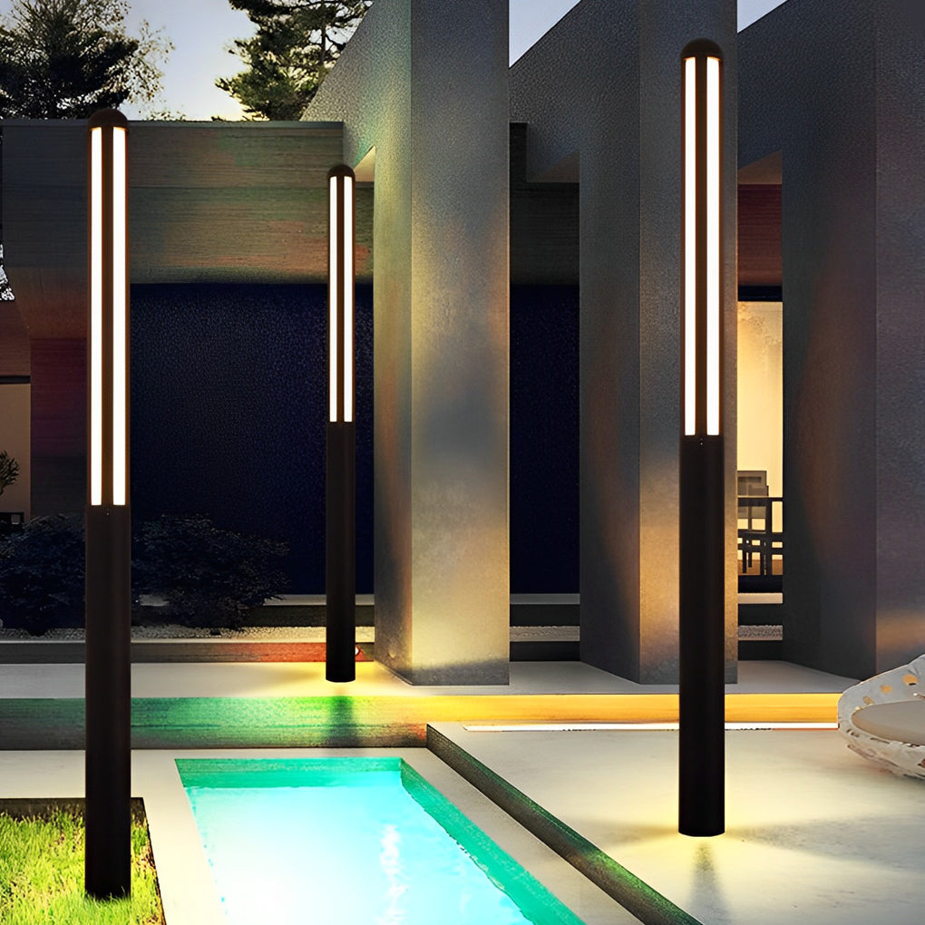 Minimalist Waterproof LED Black Modern Residential Outdoor Bollard Lights Yard Lighting