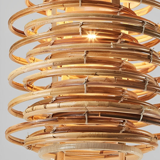 16'' Round Bamboo Pendant Light for Farmhouse and Modern Living Spaces