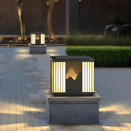 Waterproof LED Mountain Scenery Solar Fence Post Cap Light