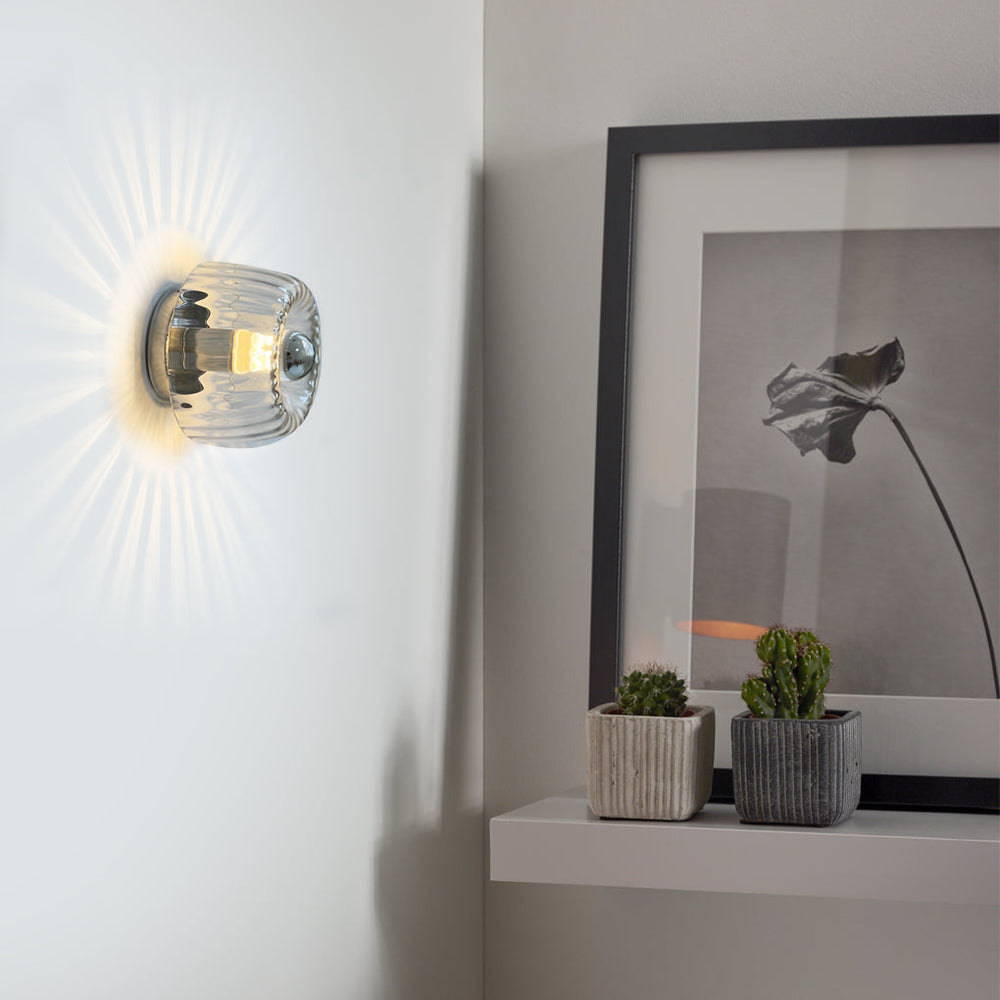 Round Jellyfish Glass Shade Modern Wall Lamp