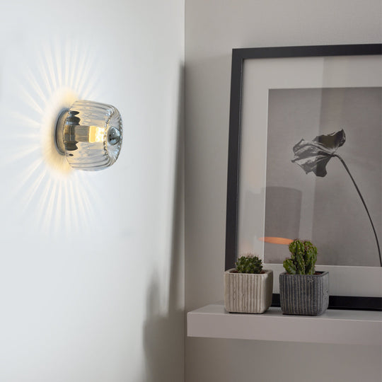 Round Jellyfish Glass Shade Modern Wall Lamp