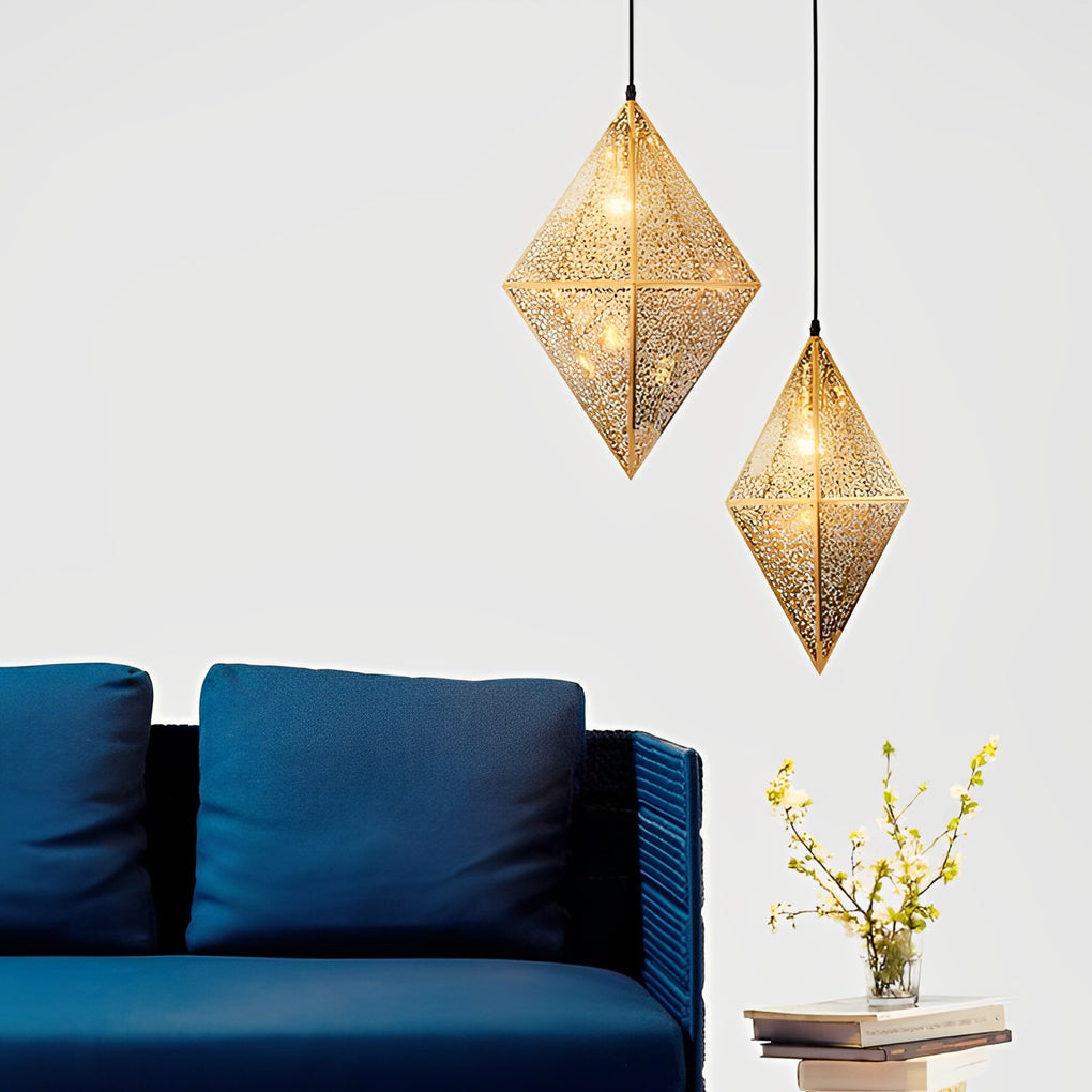 Stainless Steel Geometric Polyhedral Art Hollow Postmodern Chandelier