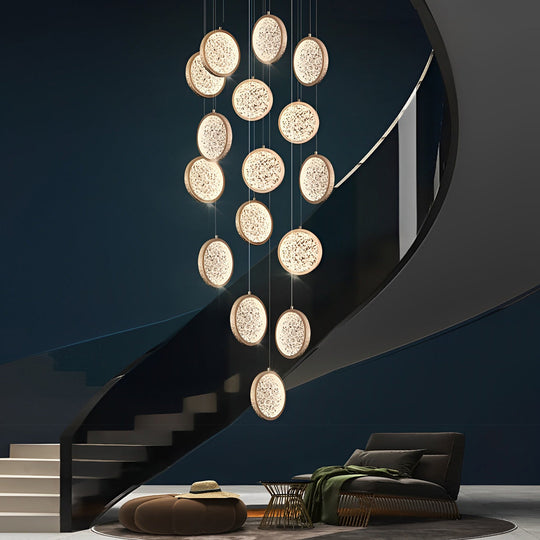 Creative Round Iron Acrylic Three-Step Dimming Modern Pendant Light
