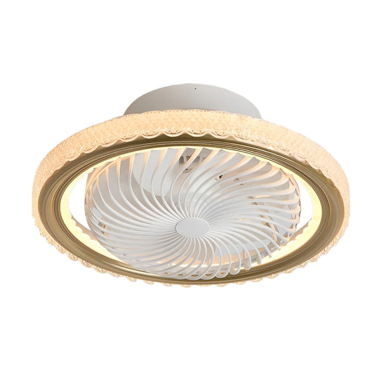 Round Bladeless Ceiling Fan with 3-Step Dimmable LED and Silent Airflow