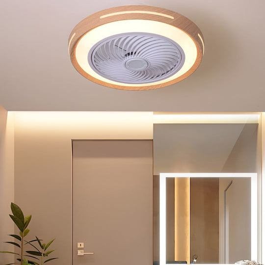 Round Ultra-thin Mute LED Nordic Bladeless Ceiling Fan Light