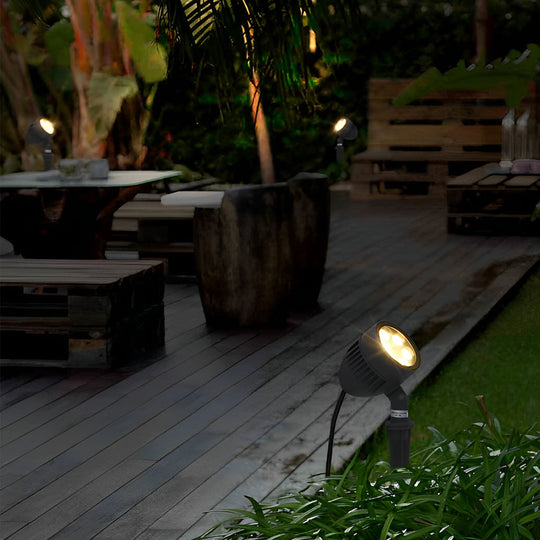 Adjustable Round LED COB Waterproof Outdoor Spotlights – Black Aluminum Landscape Lighting
