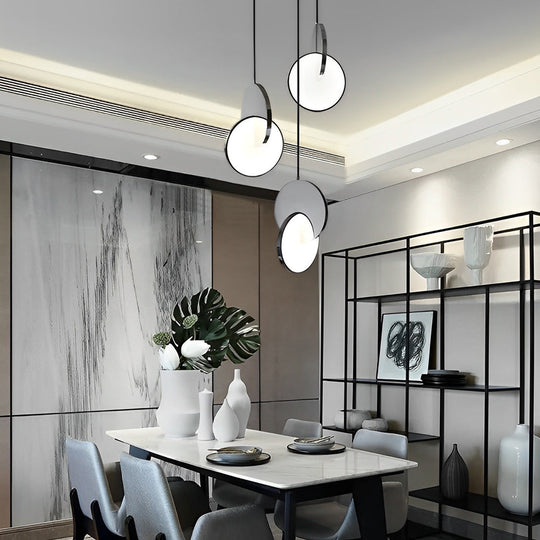 Creative Round Stainless Steel LED Acrylic Post Modern Pendant Light