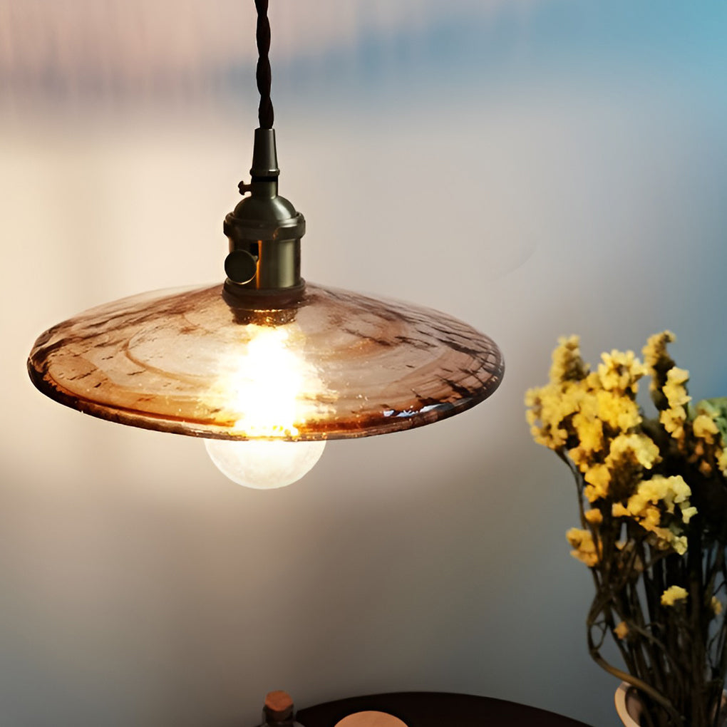 Circular Brown Glass LED 4W Retro Pendant Island Light