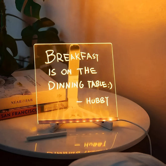 LED Acrylic Message Board Writable Table Lamp