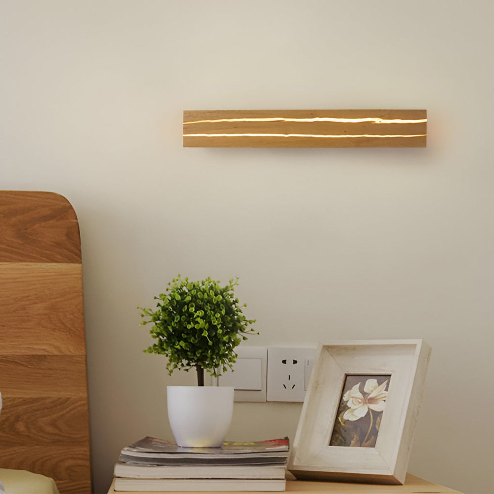 Adjustable Rectangular Wood Three-Step Dimming LED Wall Lamp
