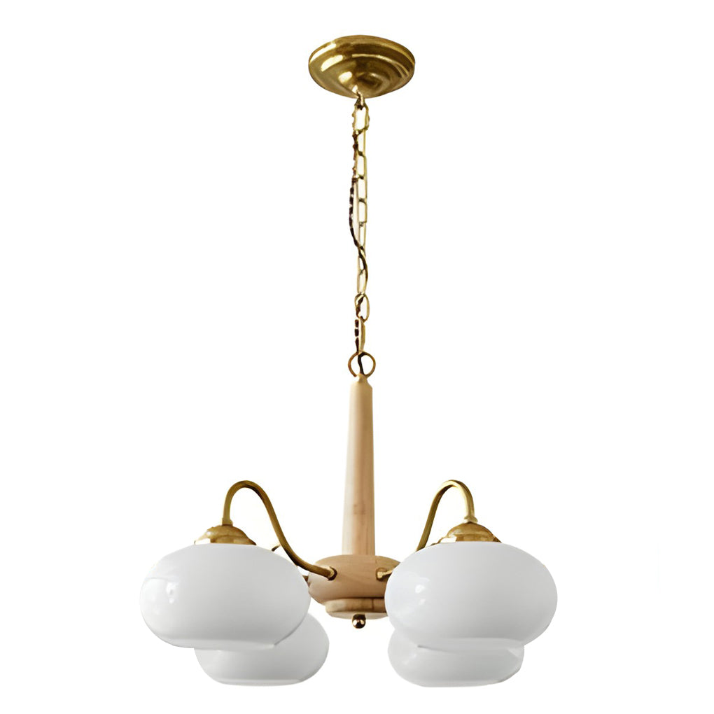 4-Light / 6-Light Glass & Wood E27 LED Nordic Chandelier Hanging Ceiling Light