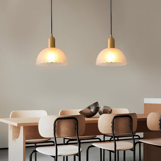 Glass Flower Wood Creative Ins LED Nordic Pendant Lights Hanging Lamp