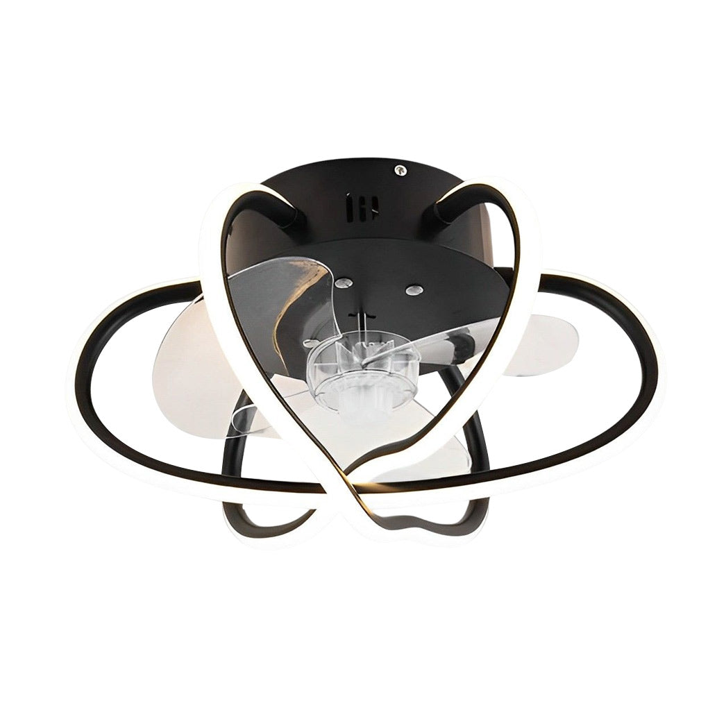 Round Flower Cage Bladeless Ceiling Fan with Dimmable LED and Remote Control