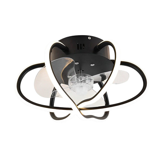 Round Flower Cage Bladeless Ceiling Fan with Dimmable LED and Remote Control