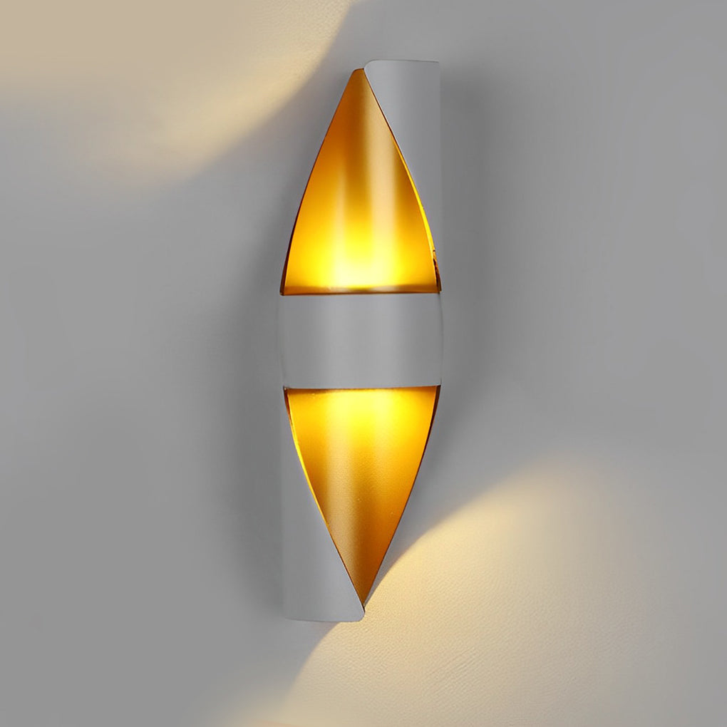 Spiral Exterior Up and Down Wall Mounted Light with Gold Interior