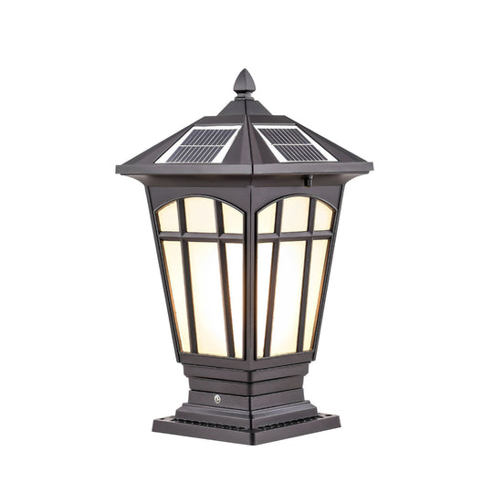 Waterproof Aluminum LED Brown Retro Solar Post Cap Lights Pillar Lamp
