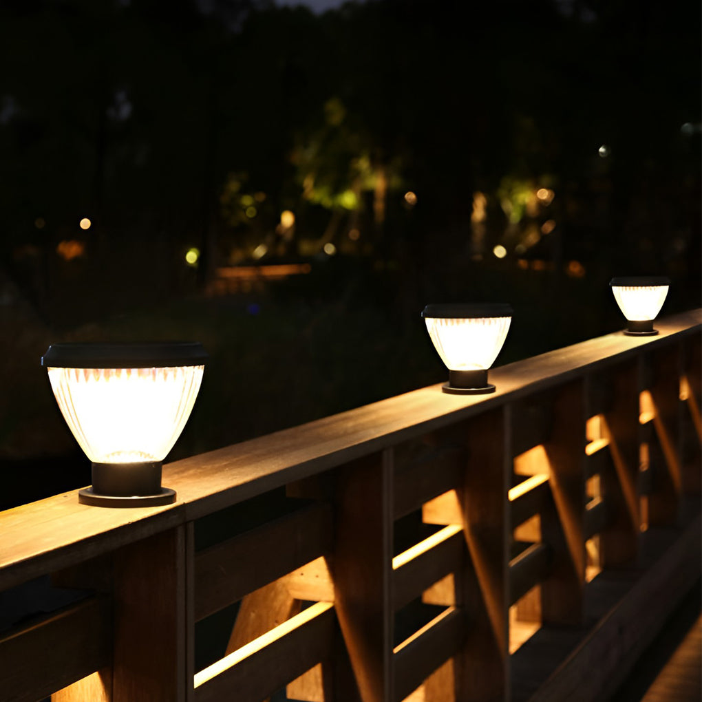 Round LED Solar Post Caps Lights – Modern Pillar Lighting