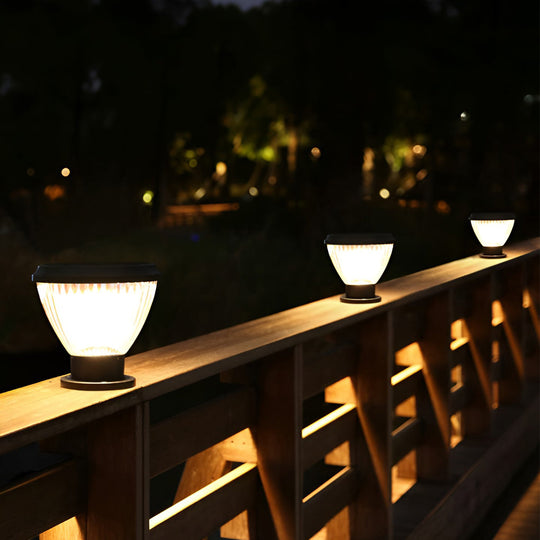 Round LED Solar Post Caps Lights – Modern Pillar Lighting