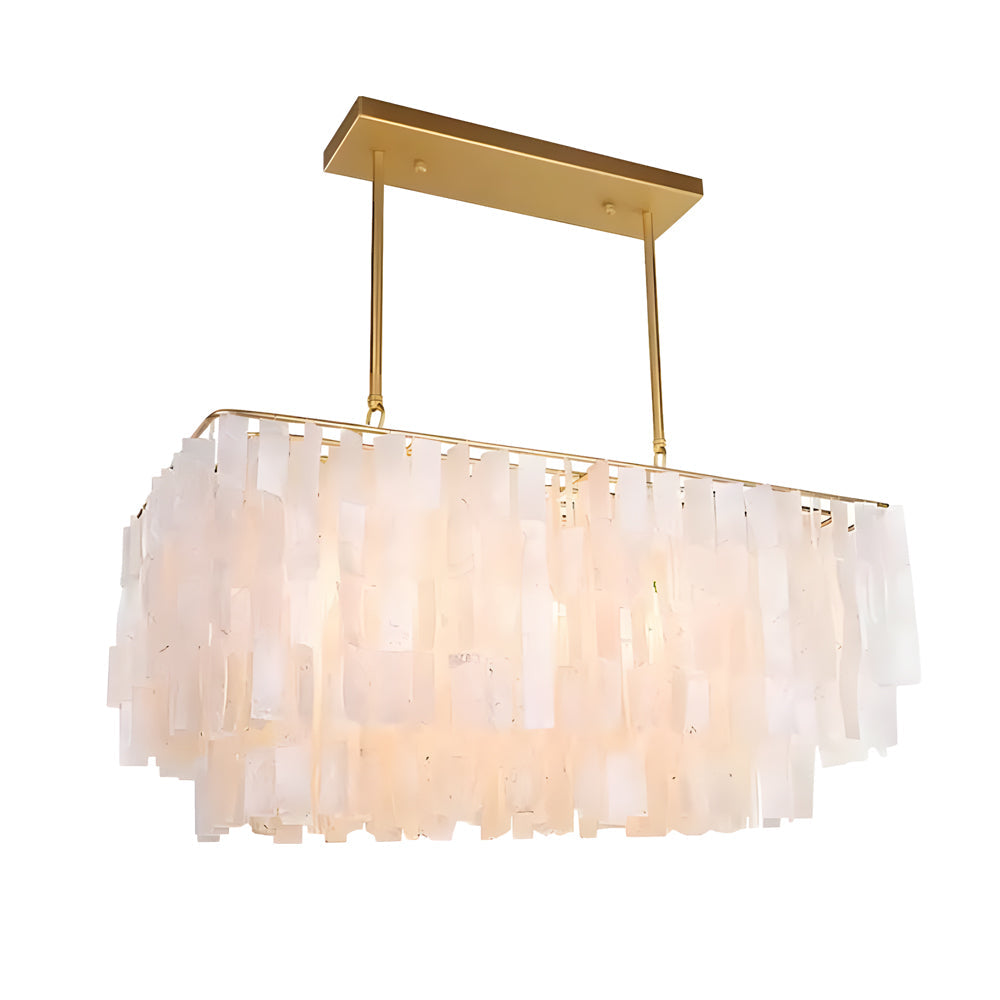 Traditional Classic Metal Capiz Shell Chandelier with 3 LED Bulbs