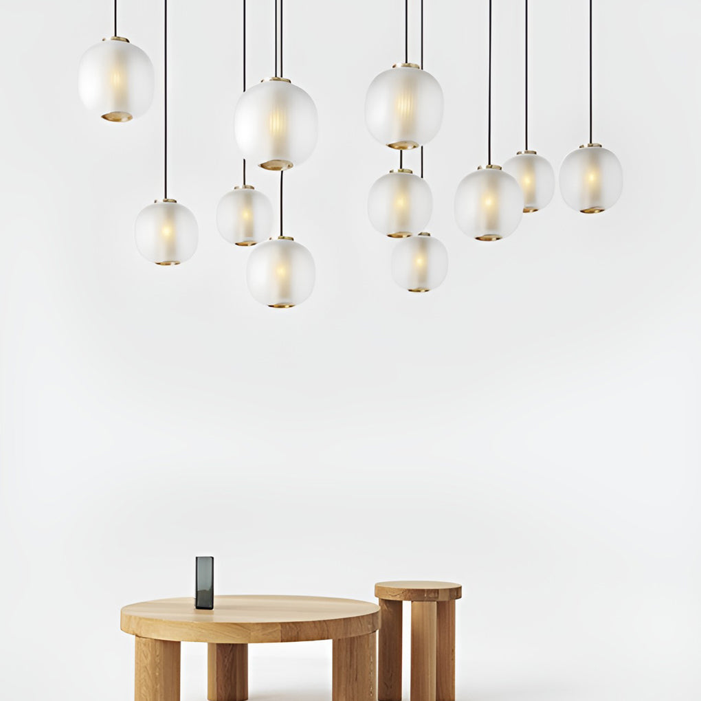 Round Lantern-Shaped Glass LED Modern Pendant Light